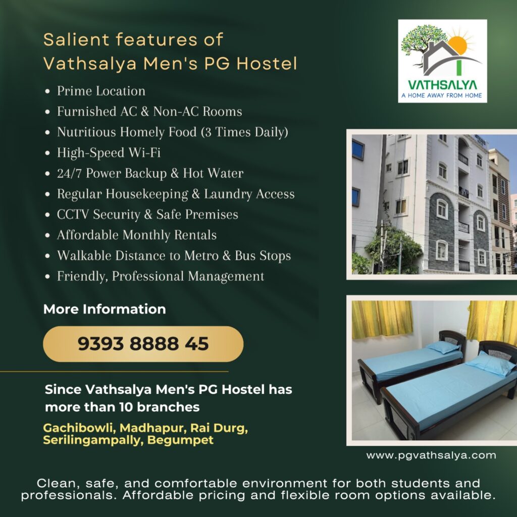 Affordable Men’s PGs in Hyderabad: Comfort Without Compromise